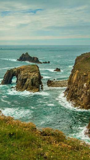 Wallpaper Cornwall England Ocean Reefs iPhone