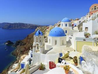 Idyllic Village Oia On Santorini Island Greece HD Wallpaper