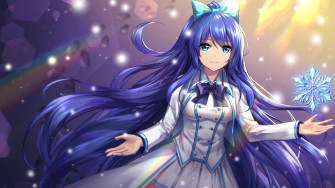 Desktop Wallpaper Cute Anime Girl Snowflakes Blue Hair Original