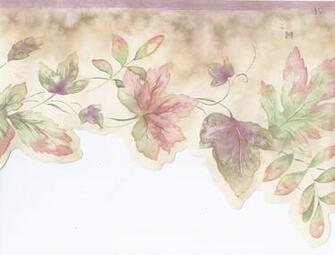 Pink Green Watercolor Leaves Wallpaper Border Garden Floral