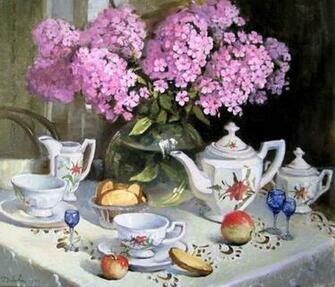 Dobrov Anna Holiday Tea Party Wallpaper