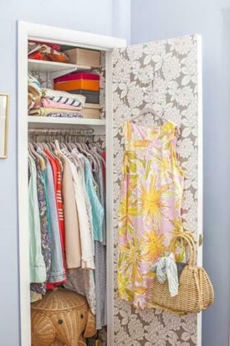 Wallpaper Inside Of Closet Door Plums