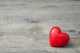 Red Heart On Wooden Background Valentines Day