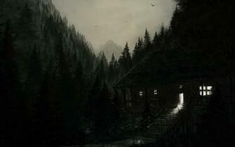 Dark Rainy Cabin HD Wallpaper