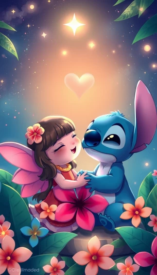 Stitch And Angel Couple Wallpaper