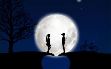 Wallpaper Children Silhouettes Love Moon Romance Heart
