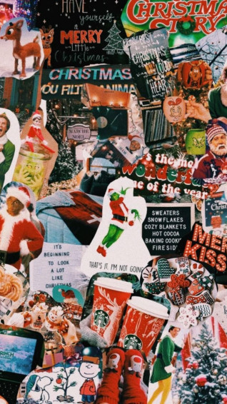 Xmas Collage Wallpaper iPhonewallpaper Santa Noel Grinch