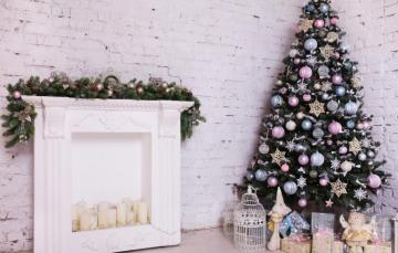 Wallpaper Decoration Room Toys Tree New Year Christmas White
