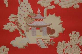 S Vintage Wallpaper Red Chinoiserie Rosie