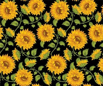 Sunflower Print In Black Background By Doncabanza