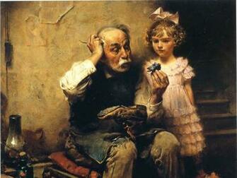 Norman Rockwell Old Man Children X Wallpaper