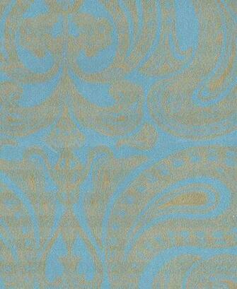 Malabar Wallpaper Gold On Turquoise Indian Paisley Design
