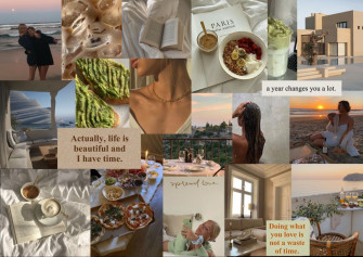 Healthy Productive Travelling Aesthetic Collage Mood Board Vibe Wallpaper