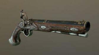 Old Flintlock Pistol 3d Model