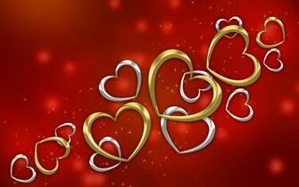 Gold And Silver Hearts Wallpaper