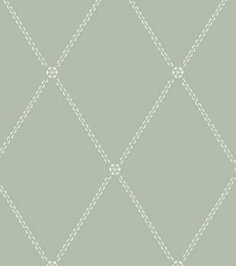 Button Trellis Wallpaper Pale Sage Green With Chain Style
