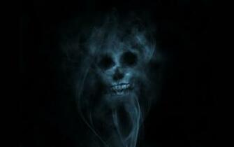 Wallpaper Smoke Skull Light Green Black