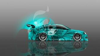 Jdm Tuning Side Anime Girl Aerography Car Azure Neon Effects 4k