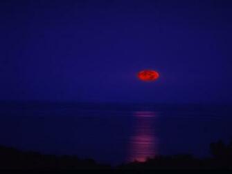 Red Moon Over Ocean Wallpaper