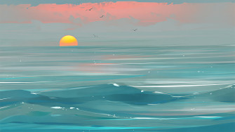 Beach Morning Minimal Art 4k HD Wallpaper Image