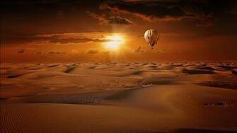 Hot Air Balloon Desert Sunrise Wallpaper HD