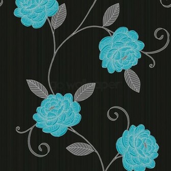 Teal And Black Wallpaper Grasscloth