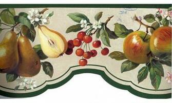 Home Green Peach Apples Wallpaper Border