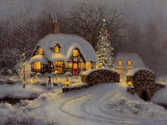 Winter Christmas Snow Scenes Thibaut Wallpaper