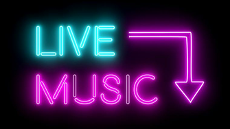 Live Music Neon Sign Lights Logo Text Glowing Multicolor 4k Motion