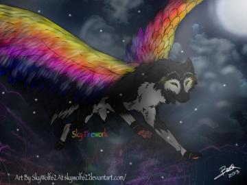 Flying Rainbow Wolf By Chibi Cola Skywolf62