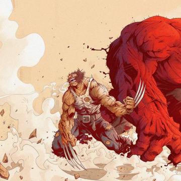 Wolverine Anime Tonton Revolver Illustration Art iPad Wallpaper