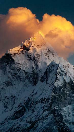 Wallpaper Mountain Top Snow Clouds Khumbu