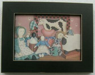 Primitive Folk Art Pictures Pat Pearson Framed Country Picture