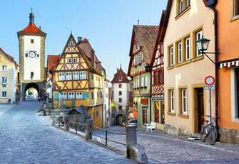 Old Street In Rothenburg Ob Der Tauber Bavaria Germany Mural