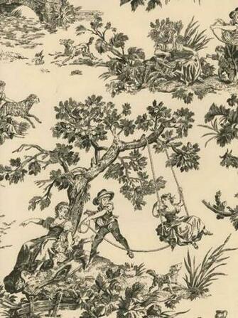 Country Toile Sidewall Contemporary Wallpaper