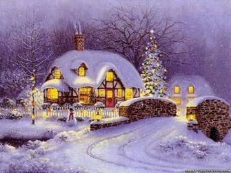New Year Christmas Scene Wallpaper