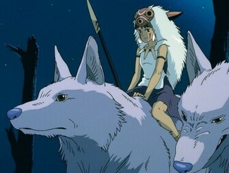 Ghibli Mask Mononoke Hime San Spear Weapon Wolf Wallpaper