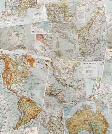Vintage French Maps Wallpaper Contemporary Milton King