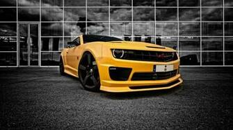 Yellow Chevrolet Camaro Racing Car Wallpaper