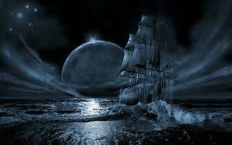 Water Stars Moon Ships Nighttime HD Wallpaper