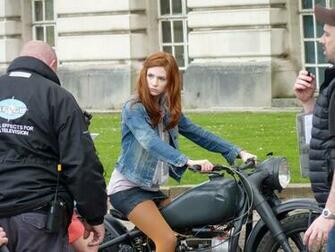 Wallpaper Karen Gillan Mini Skirt Tights Motorcycle Dr