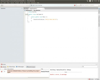 C Monodevelop Error Unknown Msbuild Failure Please Try