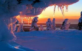 Sunset On The Snowy Mountain Wallpaper