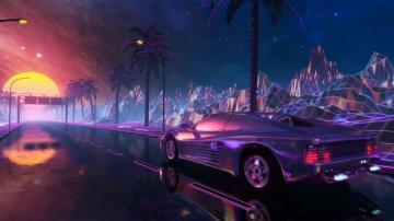 80s Retro Futuristic Drive Seamless Loop With Vintage Car