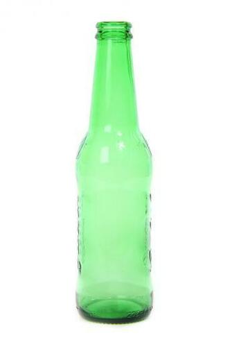 An Empty Green Beer Bottle Isolated On A White Background Stock