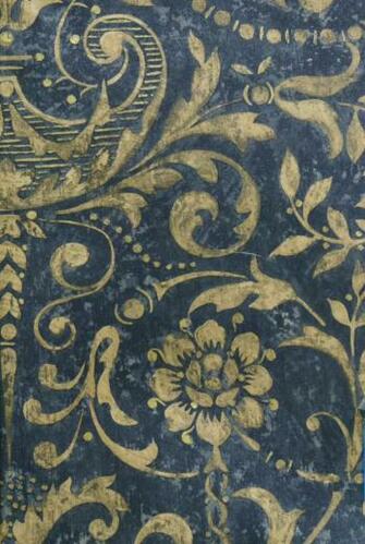 Baroque Designer Navy Gold Damask Wallpaper A215b