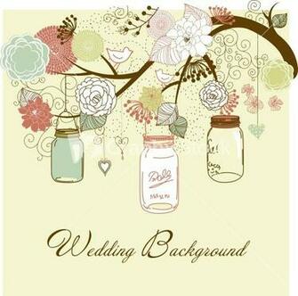 Floral Summer Background Mason Jars Hanging From The Brunch Stock