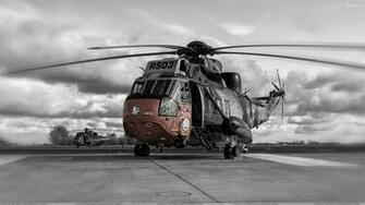 Military Helicopter Black N White Wallpaper