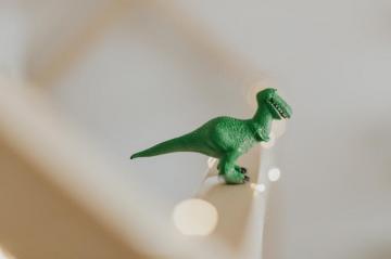 Green T Rex Toy On White Stair Photo Image