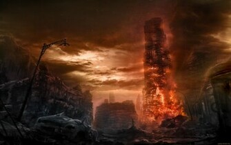 Romantically Apocalyptic Drawing Apocalypse Fire Dark Wallpaper